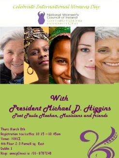 Celebrate International Women’s Day With President Michael D Higgins, poet Paula Meehan, Musicians a
