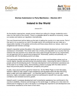 Elections 2011: Dóchas Submission to Party Manifesto