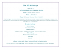 50:50 Group invites you to A Public Meeting on Gender Quotas